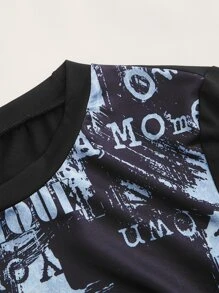 SHEIN ICON Plus Bikercore Letter Graphic Crop Tee - Black - View 4