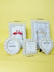 1入組珍珠和水鑽裝飾相框帶隨機內層紙 - 白色 - 查看 5