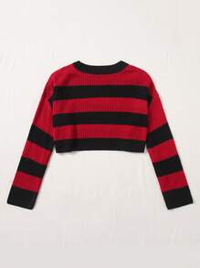 ROMWE PUNK Two Tone Drop Shoulder Crop Sweater - Multicolor - View 2