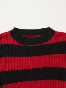 ROMWE PUNK Two Tone Drop Shoulder Crop Sweater - Multicolor - View 4