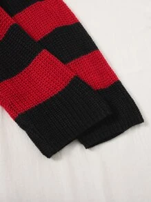 ROMWE PUNK Two Tone Drop Shoulder Crop Sweater - Multicolor - View 6