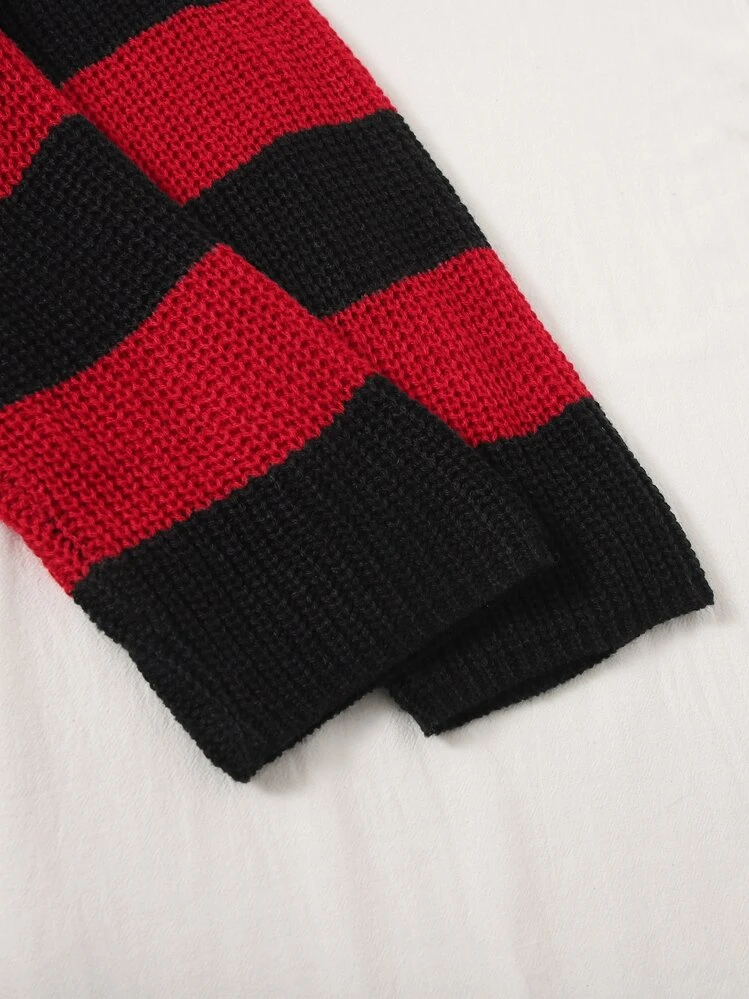 ROMWE PUNK Two Tone Drop Shoulder Crop Sweater - Multicolor - View 6