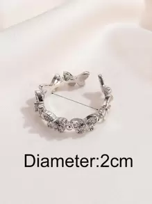 1pc Simple & Versatile Copper Butterfly Joint Ring Embedded With Rhinestone & Cubic Zirconia For Women's Daily Wear