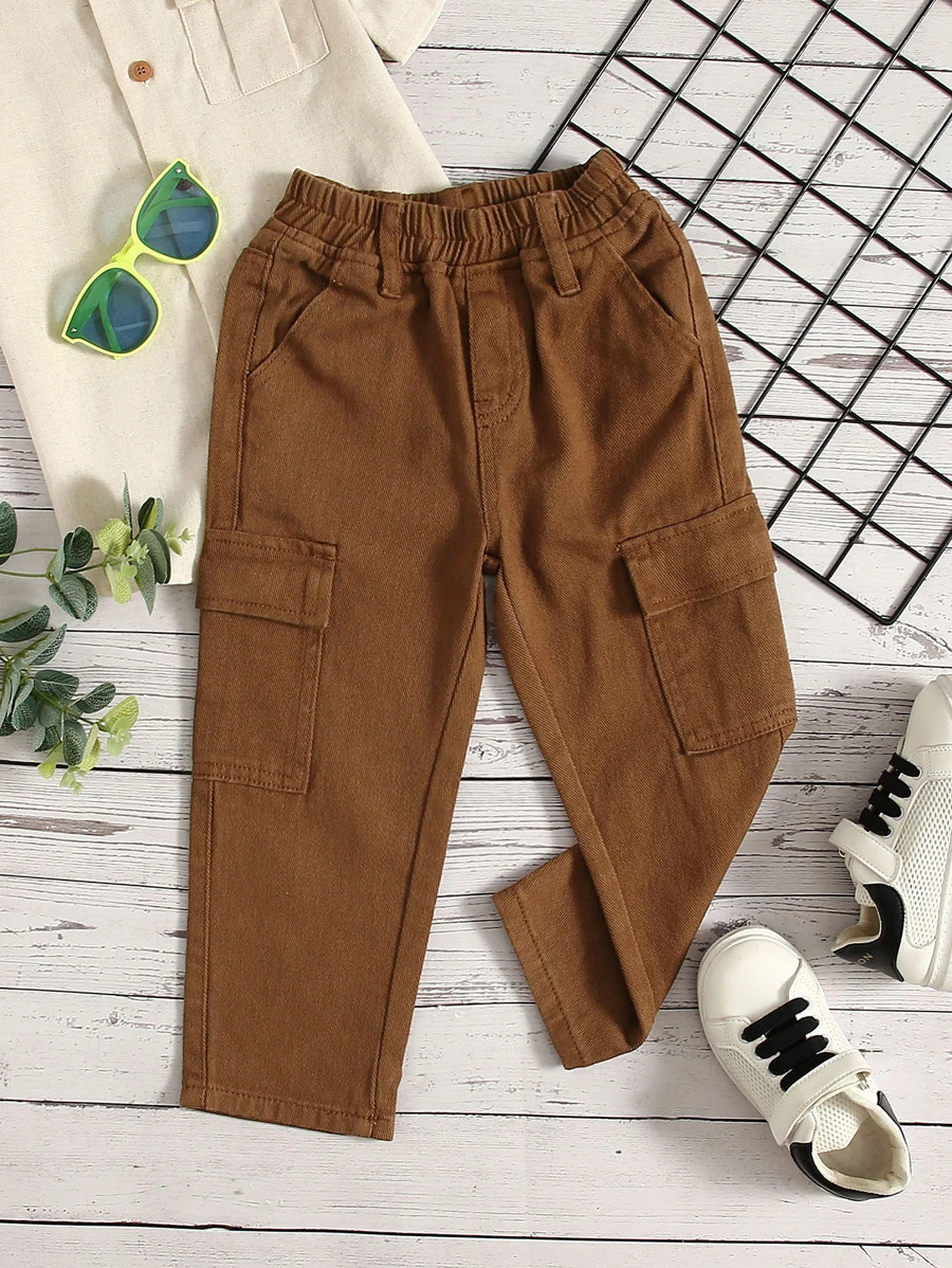 小男童側翻蓋口袋工裝牛仔褲