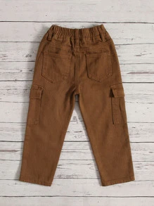 小男童側翻蓋口袋工裝牛仔褲