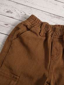 小男童側翻蓋口袋工裝牛仔褲