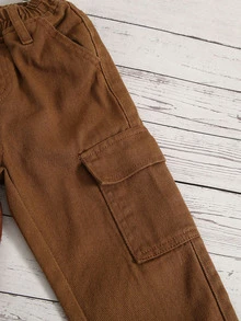 小男童側翻蓋口袋工裝牛仔褲