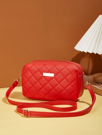 Fashionable New Quilted Rhombus Pattern Crossbody Shoulder Bag, Mini Small Purse For Women
