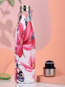 szt. Izolowana butelka ze stali nierdzewnej, motyl i kwiatowy wzór izolowana próżniowo butelka na zewnątrz - Wielokolorowe - Zobacz 2