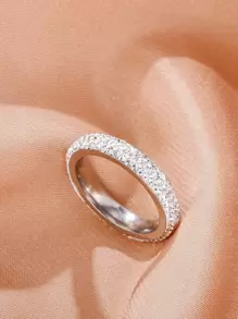 Cubic Zirconia Decor Ring - Silver - View 1