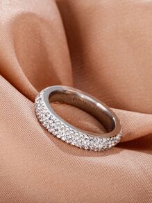 Cubic Zirconia Decor Ring - Silver - View 2