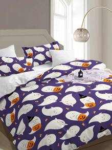 Halloween Ghost Pattern Duvet Cover Set Without Filler - Multicolor - View 4