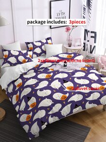 Halloween Ghost Pattern Duvet Cover Set Without Filler - Multicolor - View 5