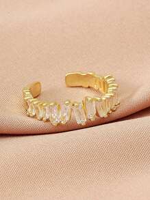 方晶鋯石裝飾開口戒指