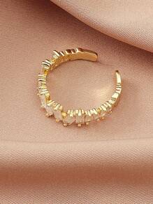 方晶鋯石裝飾開口戒指