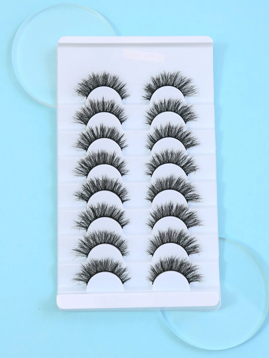 8pairs 6-12mm Cat Eye False Eyelashes - Black - View 1