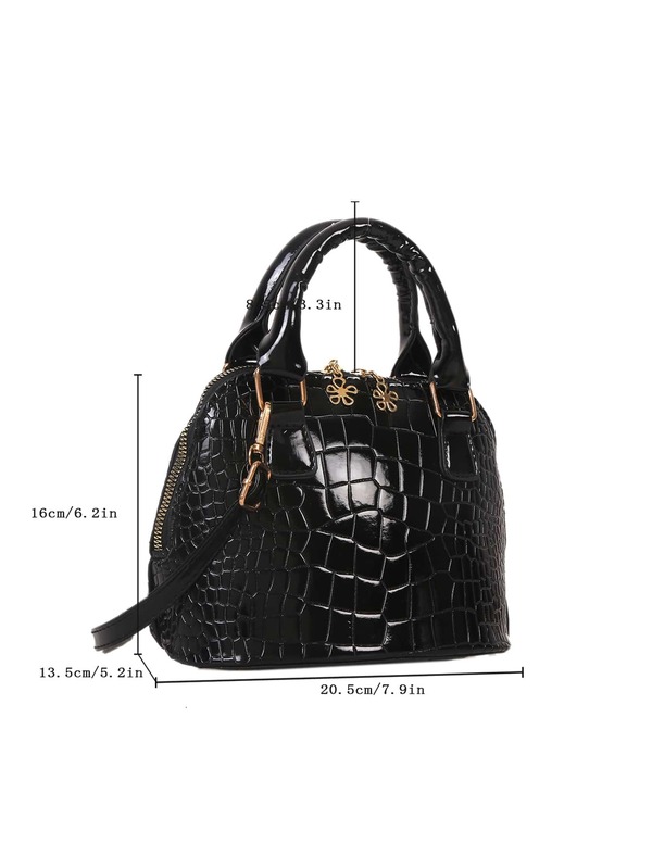 Crocodile Embossed Dome Bag SHEIN USA