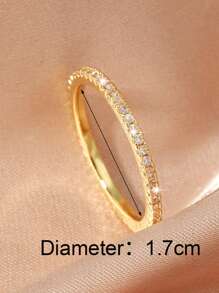 Cubic Zirconia Decor Ring - Yellow Gold - View 3