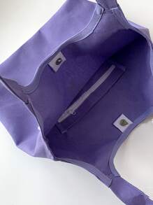 花朵裝飾字母圖案購物袋 - 紫色 - 查看 4