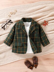 嬰兒格紋印花外套不帶T恤 - 墨綠色 - 查看 1