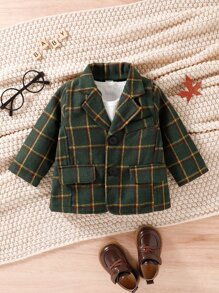 嬰兒格紋印花外套不帶T恤 - 墨綠色 - 查看 3