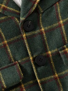 嬰兒格紋印花外套不帶T恤 - 墨綠色 - 查看 5