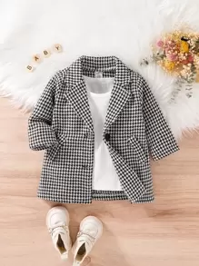 嬰兒千鳥格印花外套不帶T恤 - 黑與白 - 查看 1