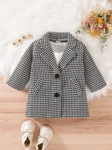 嬰兒千鳥格印花外套不帶T恤 - 黑與白 - 查看 3