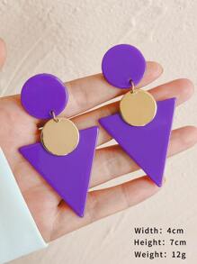 圓形和三角形耳墜 - 紫色 - 查看 3