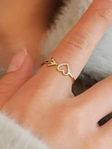 Heart & Arrow Decor Cuff Ring