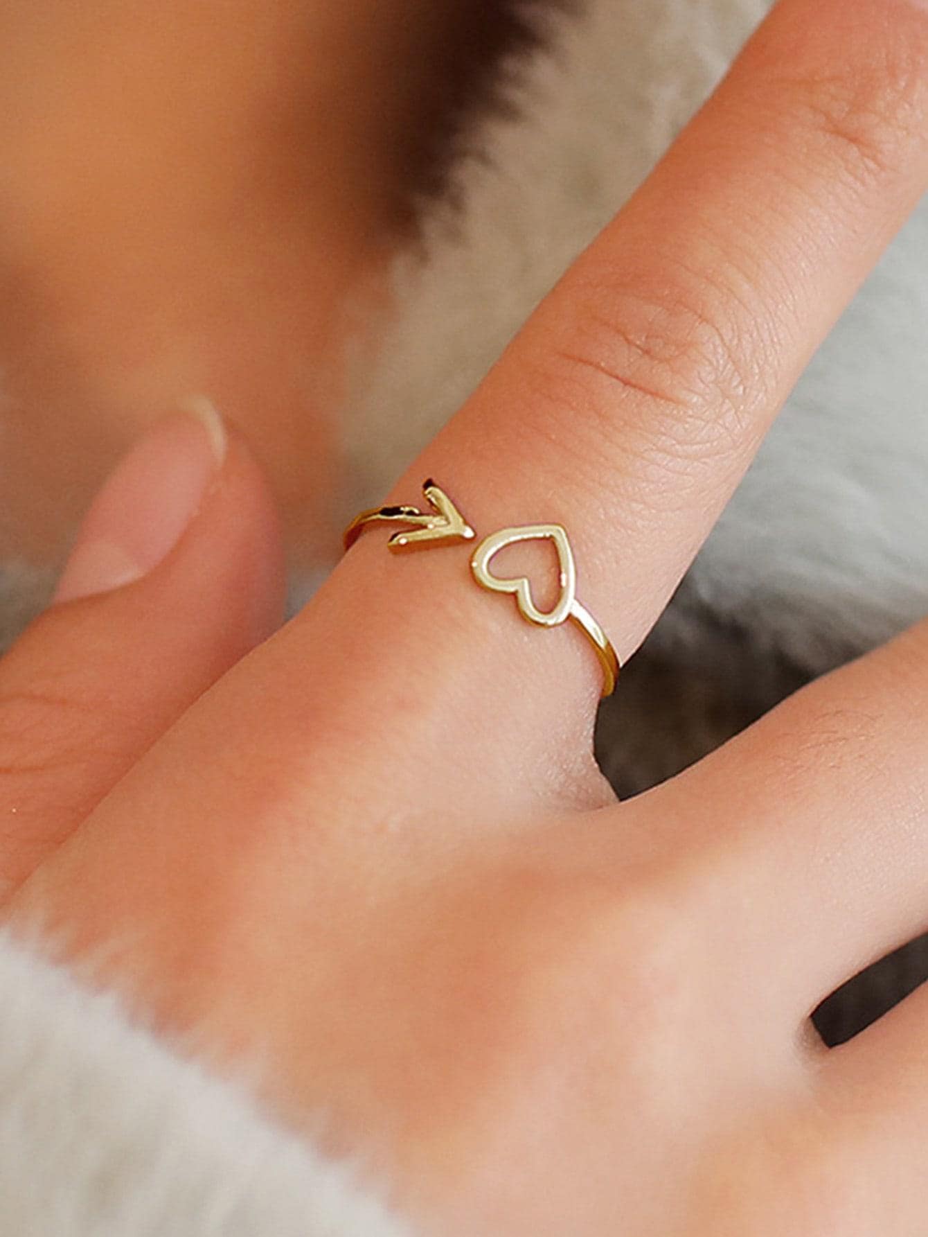 Heart & Arrow Decor Cuff Ring