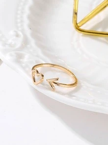 Heart & Arrow Decor Cuff Ring