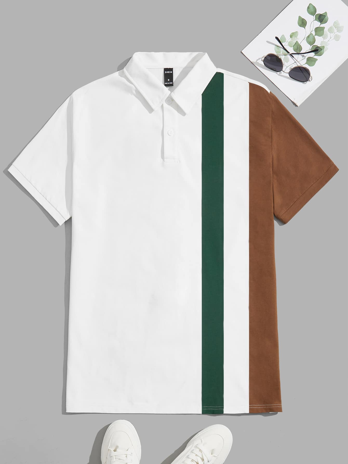 Manfinity VCAY Men Colourblock Polo Shirt - White - View 1