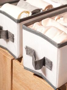 1 pieza Caja de almacenamiento de ropa de dos tonos - Blanco - Ver 2