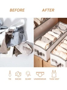 1 pieza Caja de almacenamiento de ropa de dos tonos - Blanco - Ver 4