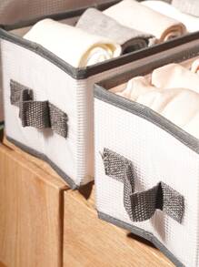 1 pieza Caja de almacenamiento de ropa de dos tonos - Blanco - Ver 6