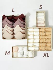 SHEIN Basic living 1 件衣柜收纳抽屉分隔 4 种尺寸，适用于袜子/领带/内衣/腰带/胸罩/衬衫/毛巾装饰秋季装饰节日装饰房间装饰家居装饰秋季装饰卧室装饰圣诞节节日礼物 - 米色 - 查看 3