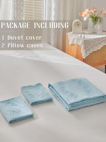 Plain Duvet Cover Set Without Filler - Blue - View 7