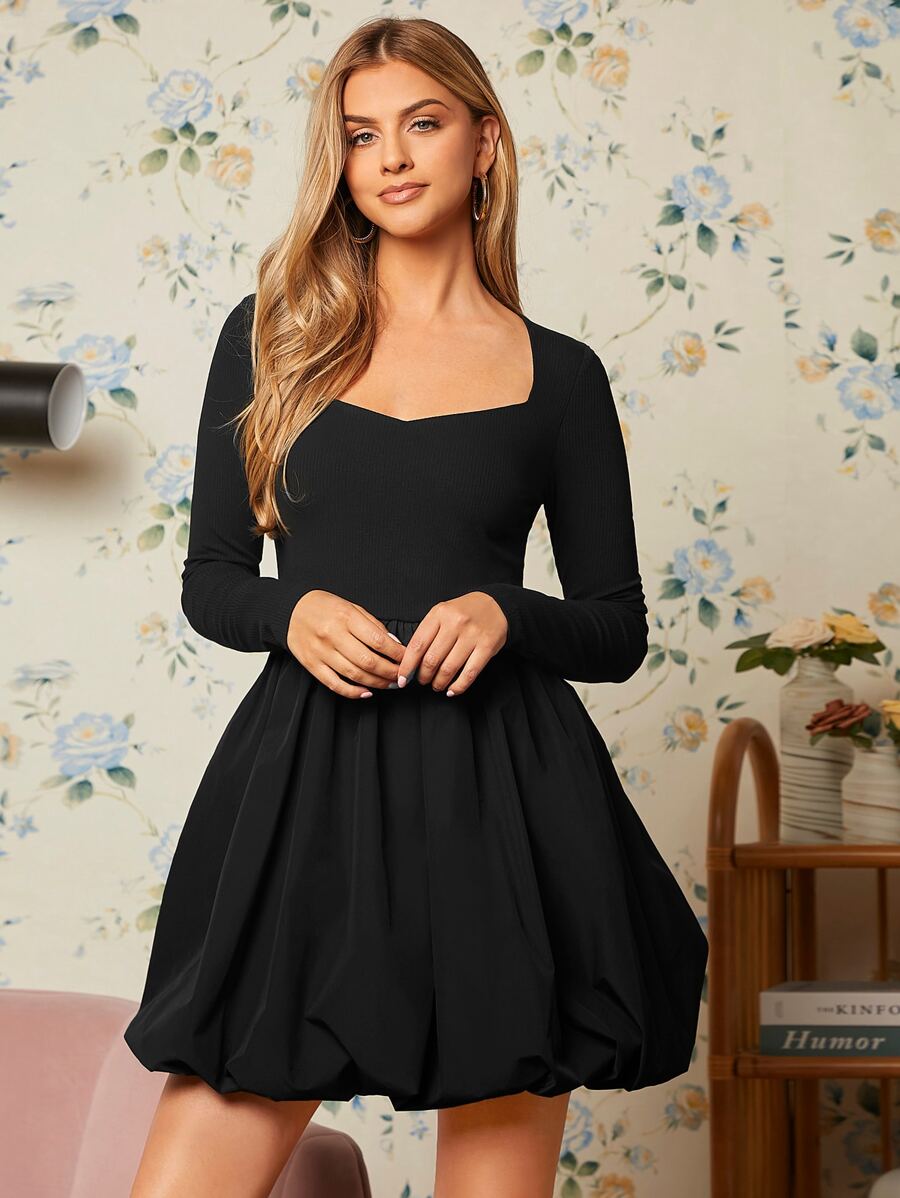 Đầm màu trơn Giải trí - màu đen - Xem 1