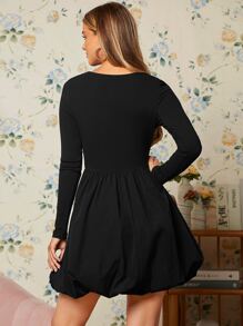 Đầm màu trơn Giải trí - màu đen - Xem 2