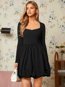 Đầm màu trơn Giải trí - màu đen - Xem 3