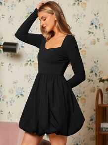 Đầm màu trơn Giải trí - màu đen - Xem 4