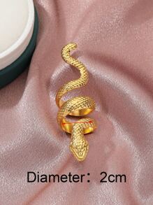 1 pieza Anillo serpentino enrollado gótico punk exagerado, adecuado para uso diario de mujeres - Amarillo Oro - Ver 4