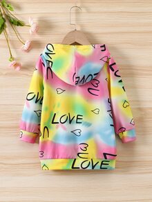 女童扎染字母图案卫衣 - 彩色 - 查看 2