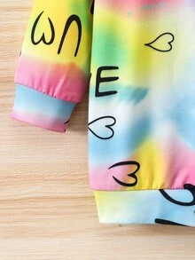 女童扎染字母图案卫衣 - 彩色 - 查看 4