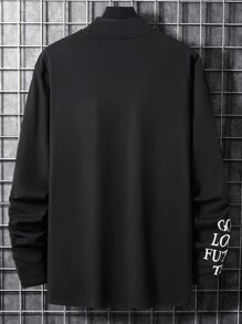 Manfinity Homme Men Letter Graphic Tee Without Necklace - Black - View 2