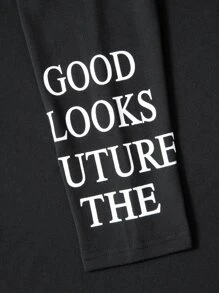 Manfinity Homme Men Letter Graphic Tee Without Necklace - Black - View 3