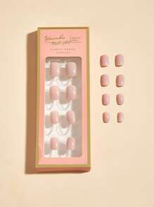 Transform Your Nails with 24pcs Short Square Nude Solid Color Glossy Fake Nail & 1pc Nail File & 1sheet Tape - Dusty Purple - View 6