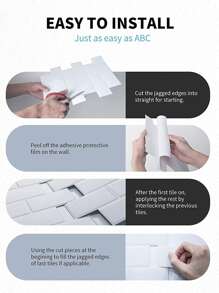 Kitchen Backsplash 3D Glossy White Subway Peel And Stick Wall Tile Sticker Wallpaper,Stickers,Wall Decal, Vinyl Decal For Home Decorations,Spring Decoration Items Refresh Your Home,Rama Decoration Stickers Gifts Birthday Graduation - White - View 4