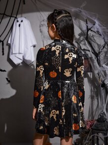SHEIN Đầm Gái Dây kéo Lễ Các Thánh Hấp dẫn - màu đen - Xem 2